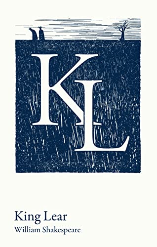 Book cover for Shakespeare’s “King Lear” with a dark blue and beige design.
