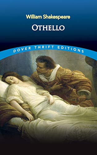 Book cover of Othello by William Shakespeare featuring a painting of a man and woman.