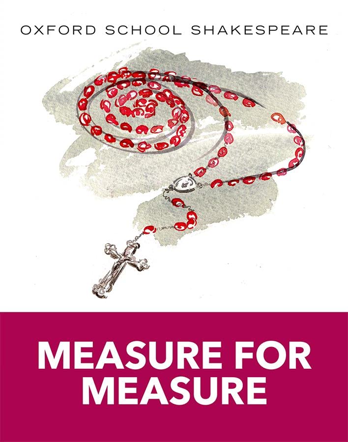 Book cover: "Measure for Measure" with rosary beads and a cross.