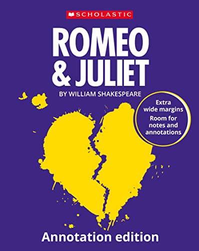 Cover of "Romeo and Juliet" annotation edition with a broken heart image.