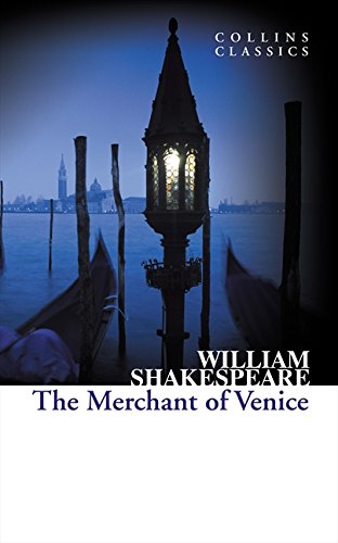 Book cover: "The Merchant of Venice" by William Shakespeare, Venice scene.