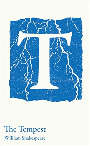 Book cover for Shakespeare’s “The Tempest” with a large letter “T” and lightning.