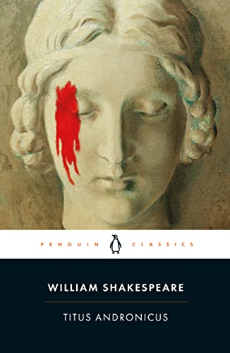 Book cover featuring a stone statue head with a red paint streak on face.