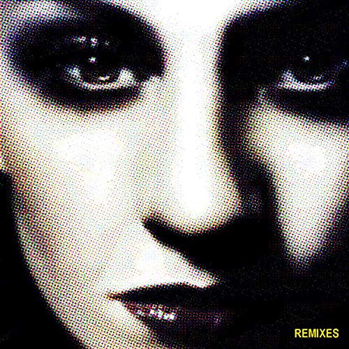 Black and white halftone portrait of a woman, with "REMIXES" text.