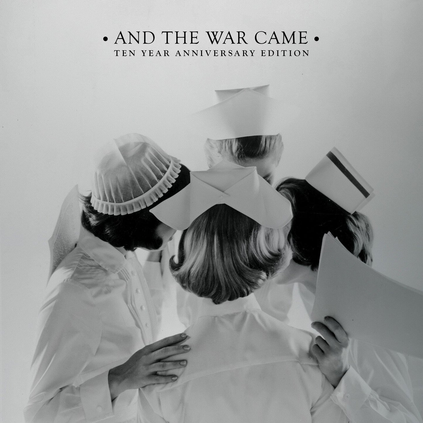Black and white album cover showing nurses in vintage uniforms and hats.