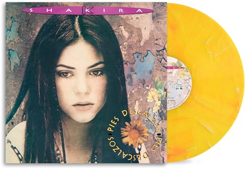 Shakira’s “Pies Descalzos” vinyl record with yellow marbled disc.