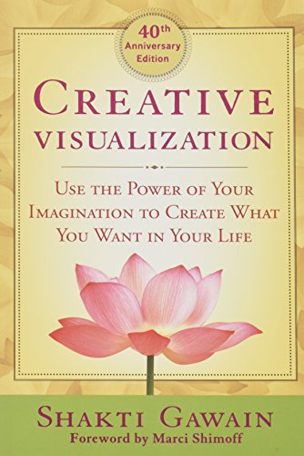Book cover for Creative Visualization with a pink lotus flower on a beige background.