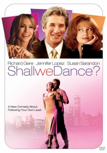 DVD cover for Shall We Dance featuring Richard Gere, Jennifer Lopez, and Susan Sarandon.