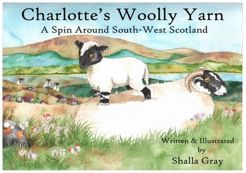 Book cover with watercolor painting of sheep in a Scottish landscape.