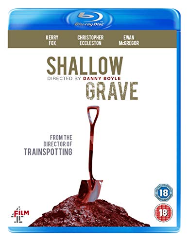 Shallow Grave" Blu-ray cover with a shovel and pile of dirt.