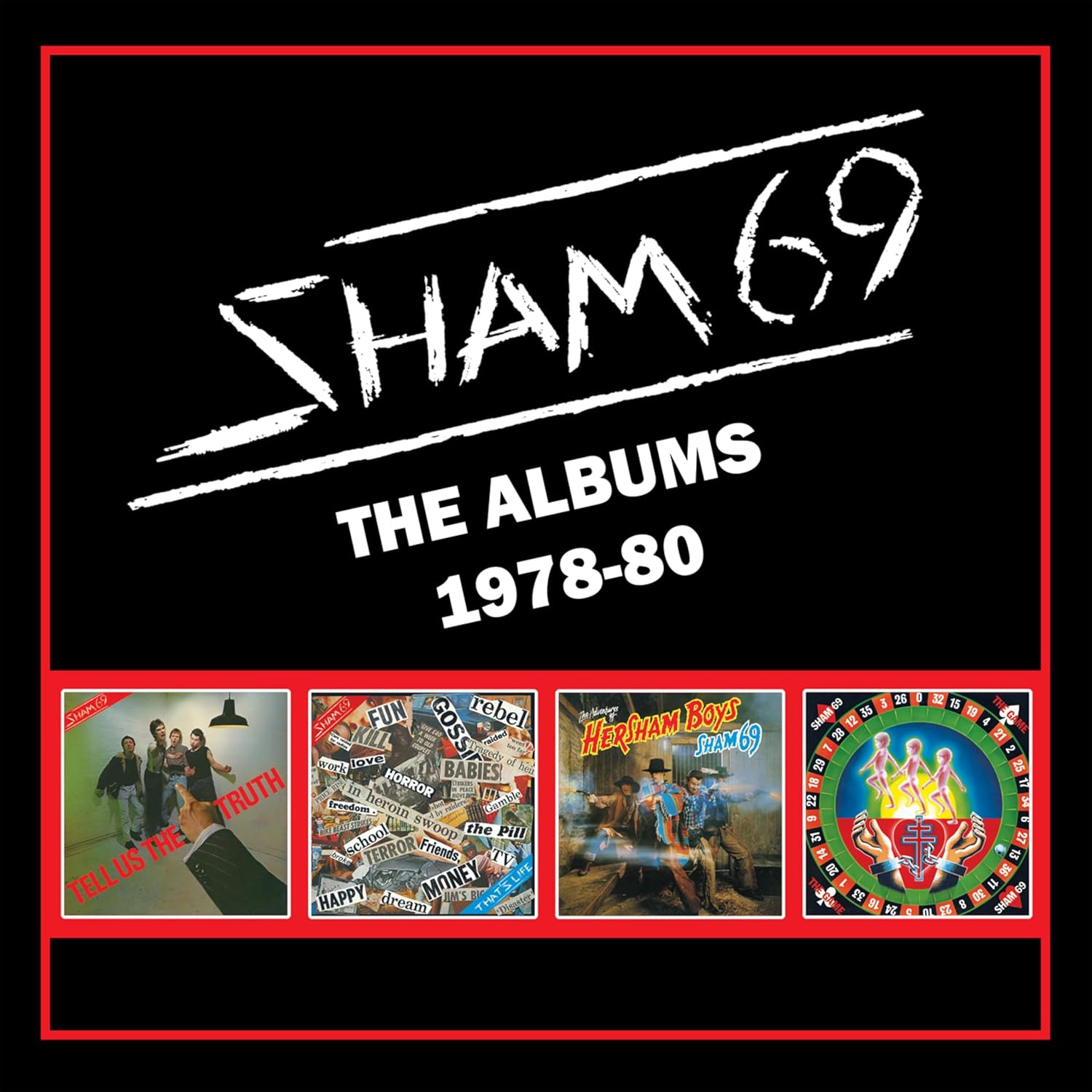 Sham 69 CD cover: black background with band name and album artwork collage.