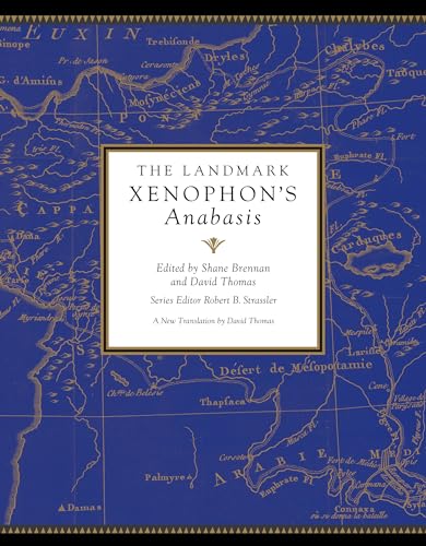 Book cover: "The Landmark Xenophon's Anabasis" with a blue map background.