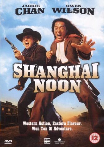 DVD cover for "Shanghai Noon" featuring Jackie Chan and Owen Wilson.