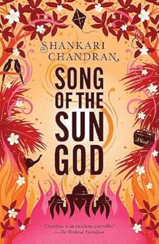 Book cover with orange background, floral patterns, a kite, and the title in black.