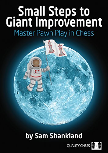 Chess book cover with astronaut on a blue planet, pawns on flags.