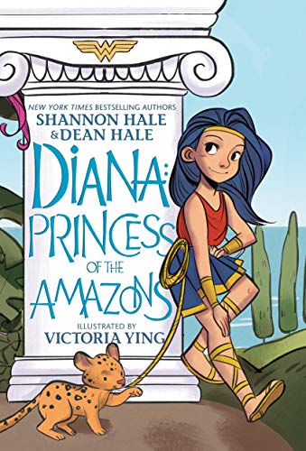 Book cover featuring young Diana, a cheetah, and Grecian architecture.