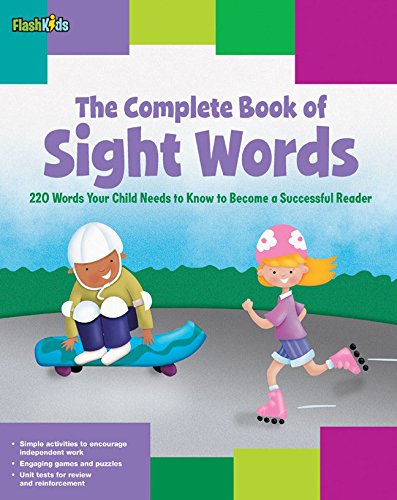 Book cover with children roller skating and skateboarding, titled "The Complete Book of Sight Words.
