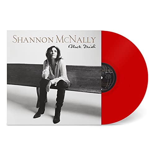 Red vinyl LP of Shannon McNally’s “Black Irish” with album cover portrait.