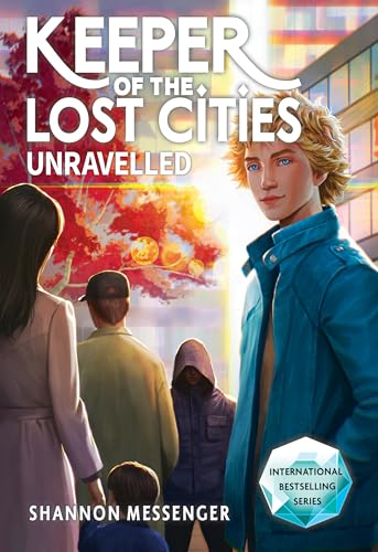 Book cover for Unravelled featuring a blonde boy in a blue jacket and others.