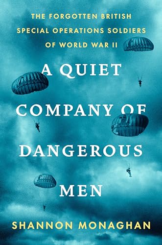 Book cover with parachutists descending from a cloudy blue sky.
