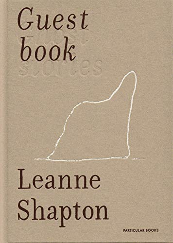 Tan guestbook cover with sketched cat and author name Leanne Shapton.