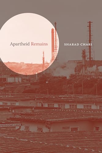 Book cover: "Apartheid Remains" with industrial landscape in reddish tones.