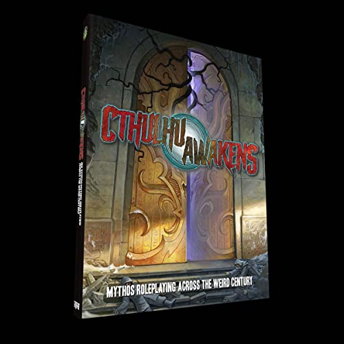 Book cover featuring a cracked stone archway and red “Cthulhu Awakens” title.