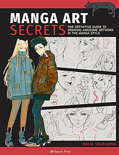 Book cover: "Manga Art Secrets" with illustrated manga-style characters.