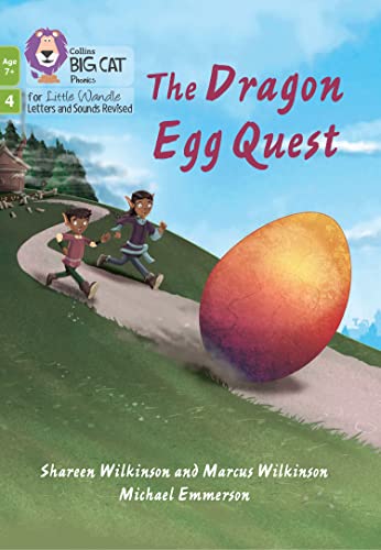Book cover: two children running towards a large, orange dragon egg.