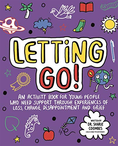 Purple cover with colorful doodles and the title "Letting Go!" in large letters.