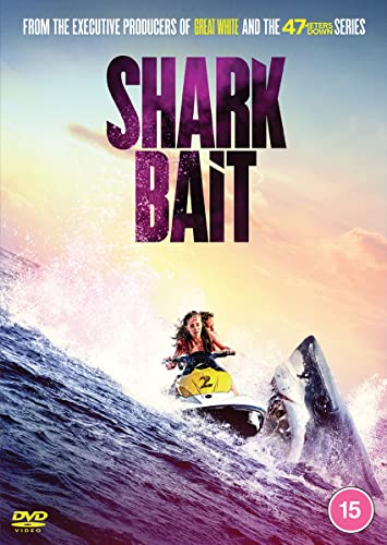 DVD cover showing two people on a jet ski with a shark breaching nearby.
