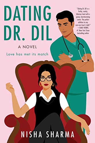 Book cover featuring a woman in a red chair and a man in scrubs.