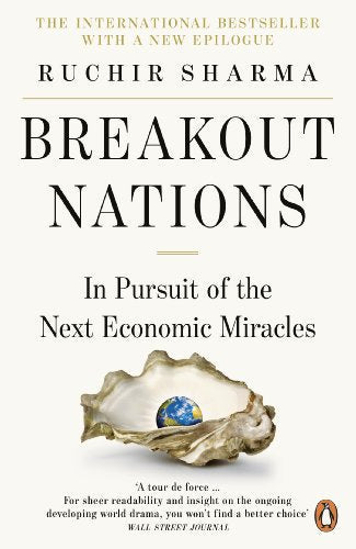 Book cover for Breakout Nations by Ruchir Sharma featuring an oyster containing a globe.