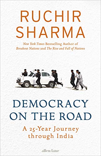 Book cover: "Democracy on the Road" with a car and running figures.