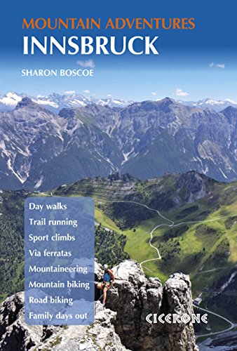 "Book cover with mountain landscape, title 'Innsbruck', and activities list on a blue overlay."