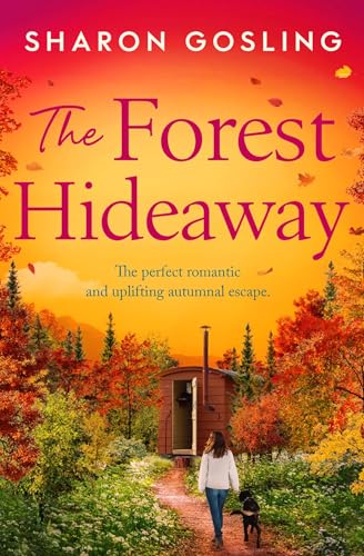 Book cover showing a person and dog walking toward a cabin in autumn forest.