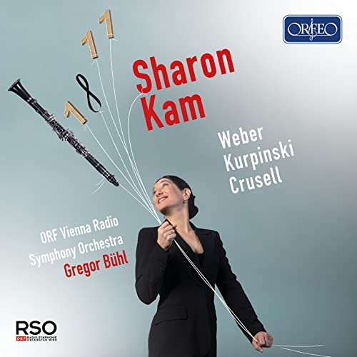CD cover featuring Sharon Kam, a clarinet, and text for clarinet concertos.