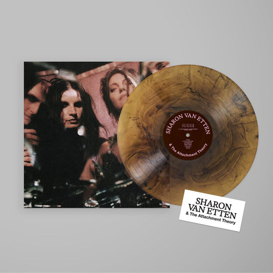 Amber vinyl record by Sharon Van Etten with album cover and sticker.