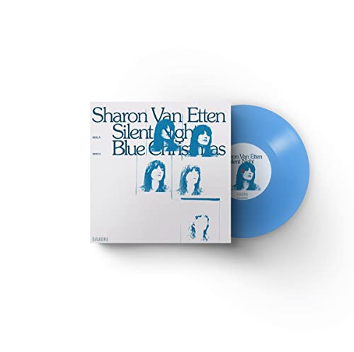 Sharon Van Etten record sleeve and blue vinyl disc on a white background.