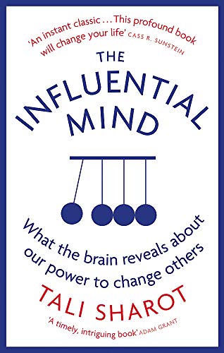 Book cover: "The Influential Mind" with blue Newton's cradle illustration.