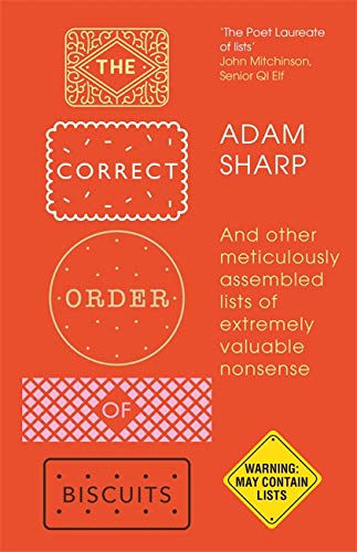 Red book cover with biscuit shapes, text, and a warning sign.