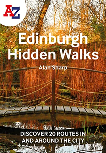 Book cover: “Edinburgh Hidden Walks” with a wooden bridge in autumn.