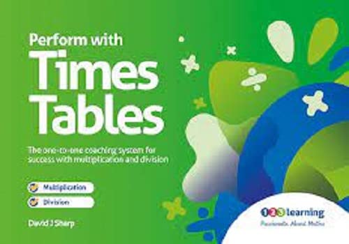 Book cover for "Perform with Times Tables" with colorful abstract design.