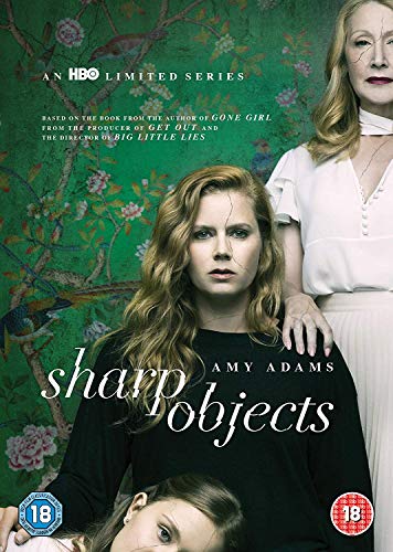 Sharp Objects" DVD cover featuring Amy Adams and a patterned wallpaper.