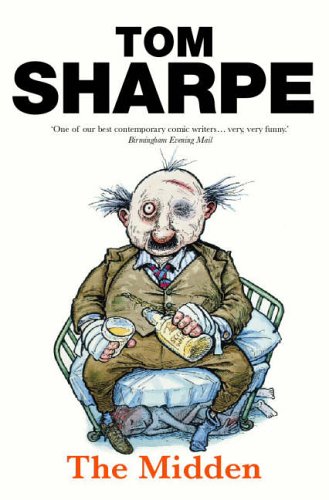 Book cover: "The Midden" by Tom Sharpe, featuring a cartoonish injured man.