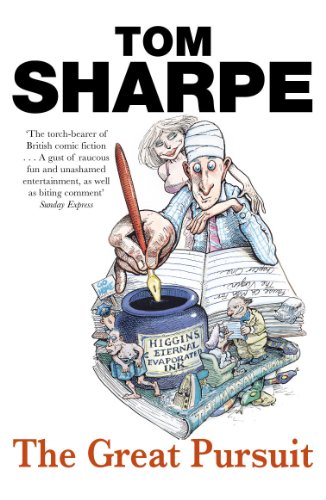 Book cover for The Great Pursuit by Tom Sharpe featuring a cartoon illustration.