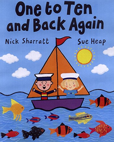 "Children's book cover showing cartoon boy and girl sailing a boat surrounded by fish."