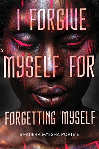 Book cover with a close-up of a Black woman’s face with red paint splatters.