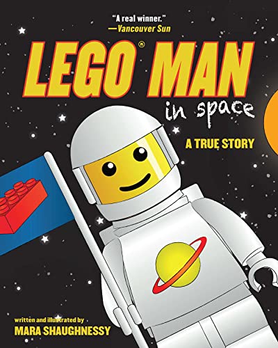 Book cover featuring a LEGO astronaut minifigure in space.