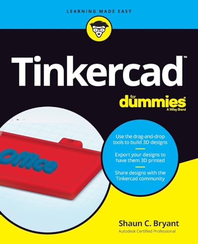 Book cover for "Tinkercad For Dummies" featuring a red 3D-printed object.